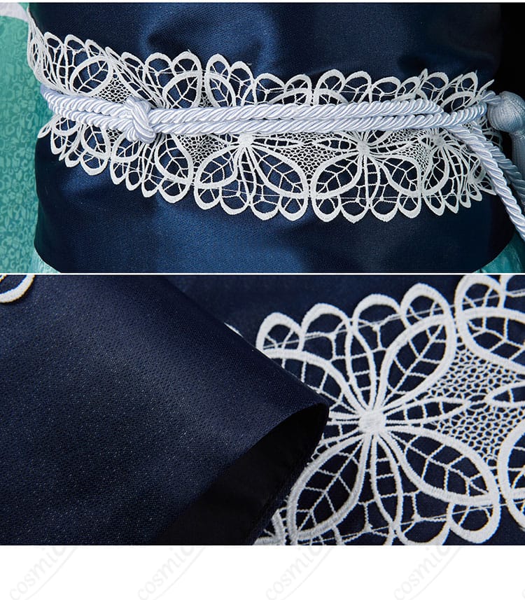 腰封装飾の詳細｜モルガン コスプレ衣装の腰封ディテール、精緻な刺繍が魅力。