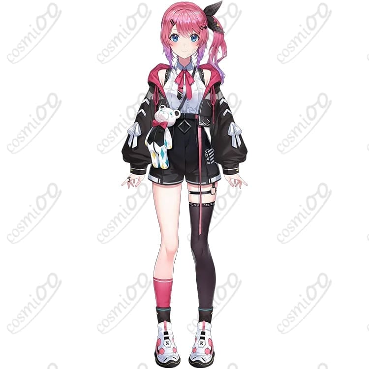 にじさんじ｜倉持めると｜コスプレ衣装｜黒×ピンクパーカー＋くまポシェット｜高再現 - 1枚目の画像