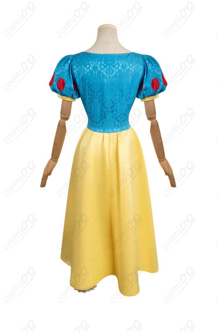 ディズニー 白雪姫 コスプレ衣装の背面画像。後ろ姿も忠実に再現されており、全体的な美しいデザインが確認できます。