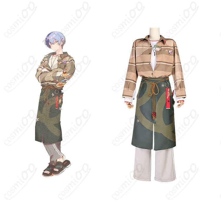 プロジェクトセカイ 青柳冬弥のコスプレ衣装。エイプリルフールver. 我らペガサス探検隊！キャラクターと衣装の詳細が見える。
