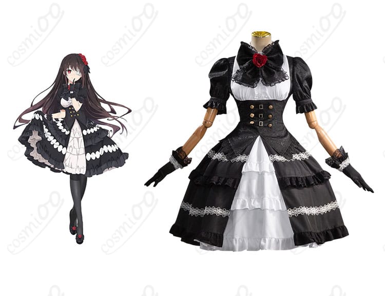 商品正面とキャラクター時崎狂三を組み合わせたコスプレ衣装