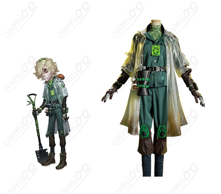 墓守（アンドルー・クレス）のコスプレ衣装の正面姿とキャラクターのコラボ画像。高再現度なデザイン。