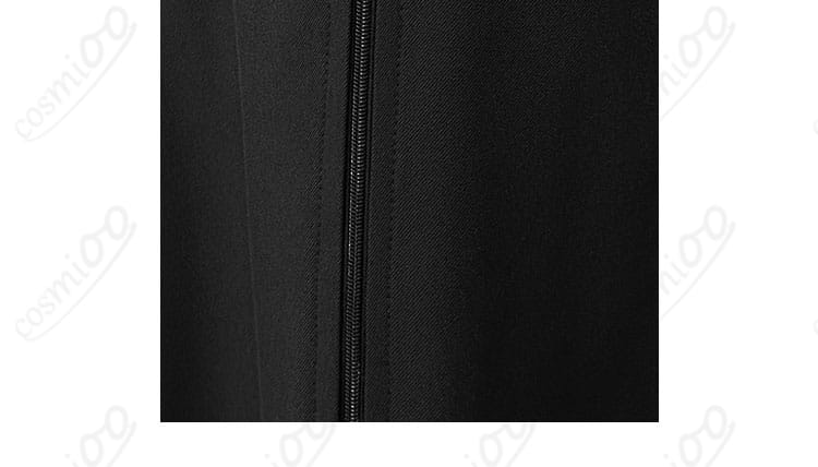 コスプレ衣装の衣服のファスナー部分。しっかりした作りで高い耐久性を誇ります。