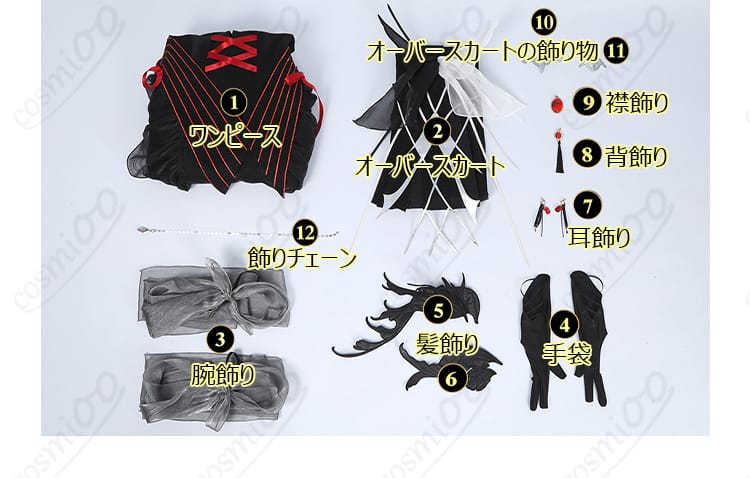 セット内容の展示画像 – 無期迷途 デレーヤ コスプレ衣装のセット内容をすべて展示