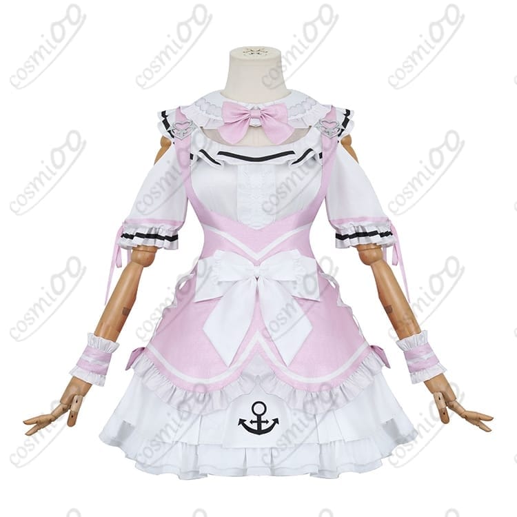 ホロライブ「湊あくあ」メイド服コスプレ衣装｜パステルピンク×錨モチーフ高再現 - 1枚目の画像