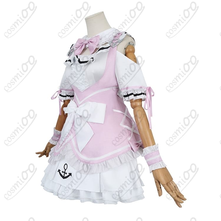 ホロライブ「湊あくあ」メイド服コスプレ衣装｜パステルピンク×錨モチーフ高再現 - 2枚目の画像