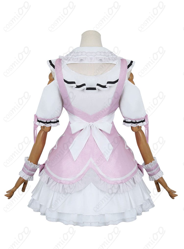 湊あくあピンクメイドコスプレ衣装の背面画像