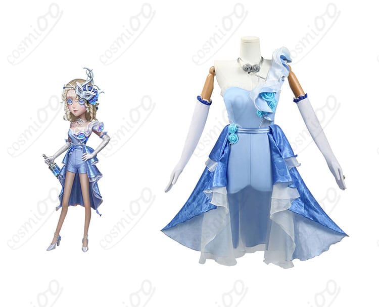 IdentityV 調香師 コスプレ衣装の正面とキャラクター（ウィラ・ナイエル）との組み合わせ写真