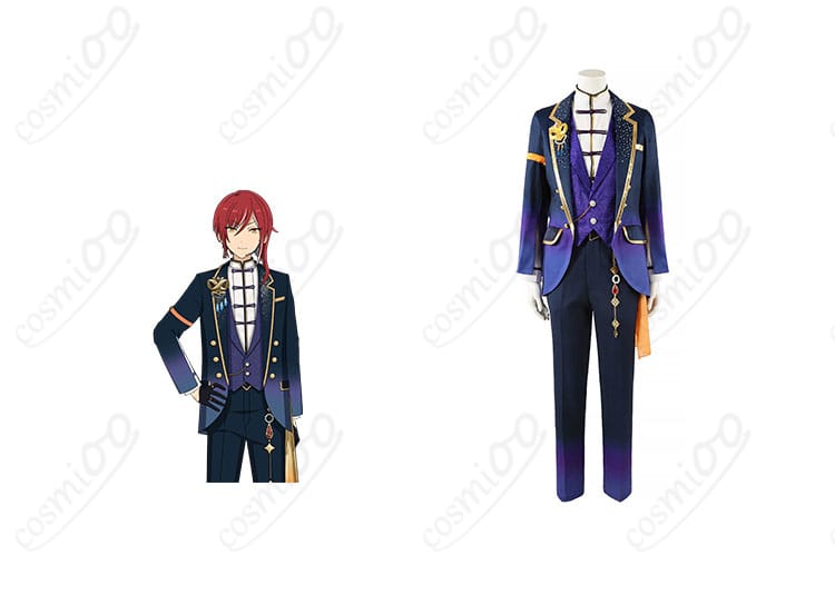 あんスタ 逆先夏目 コスプレ衣装 商品正面とキャラクター人物の融合図。高い再現度を誇るコスプレ衣装です。