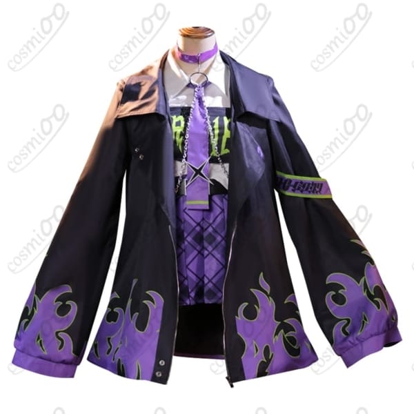 ホロライブ ラプラス・ダークネス 新衣装コスプレ 高品質・黒×紫・角・帽子・刺繍再現