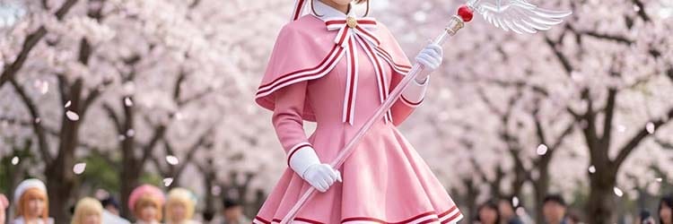 カードキャプターさくら クリアカード編 木之本桜 第2話バトル衣装｜白×水色×金の清楚系コスプレ衣装